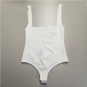 Free People Intimately Bodysuit XS White Minimalist Neutral Basic Summer Top